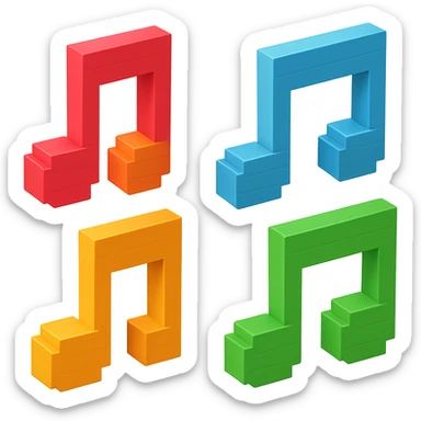simple and clear voxel-style musical notes sticker