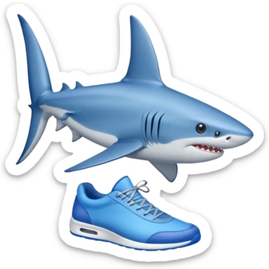 A blue shark wearing blue shoes sticker