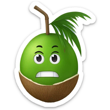 Only a green coconut with a straw, without any leaves sticker