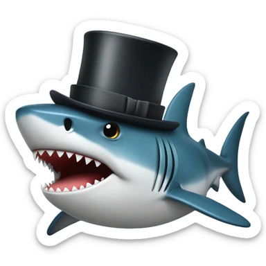 Shark with a top hat sticker