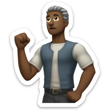 A man Shakes his fist at the sky sticker