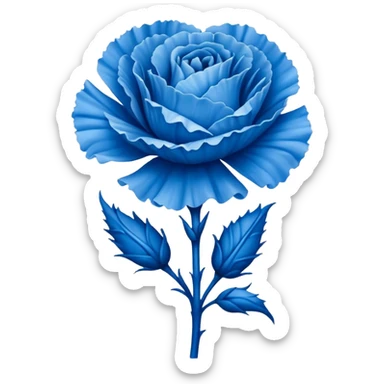 a tattoo design featuring a life like blue carnation flower without the stem and the number 14 sticker