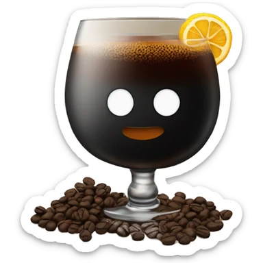 Black cocktail with coffee beans on the side. no garnish. whiskey glass sticker