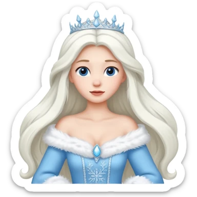 snow princess with long hair wearing snow chirsmas clothes looking at the front sticker