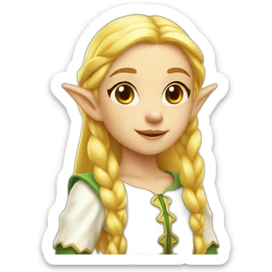 elf girl, white clothes, yellow long hair sticker