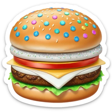 glitter white hamburguer sticker