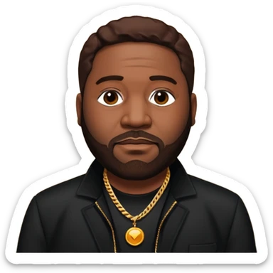 Gerald Levert with dark brown hair, black outfit sticker