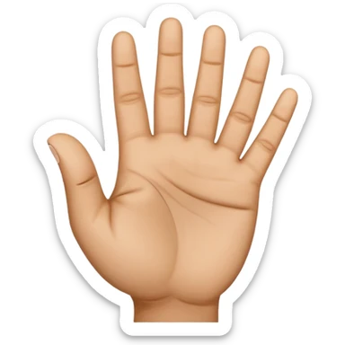 open hand, palm facing viewer, thumb folded in, four fingers up, number 4 hand sign sticker