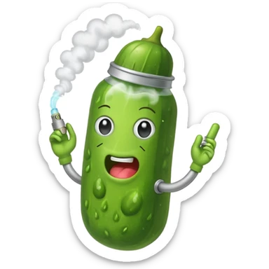 Pickle vaping with smoke cloud  sticker