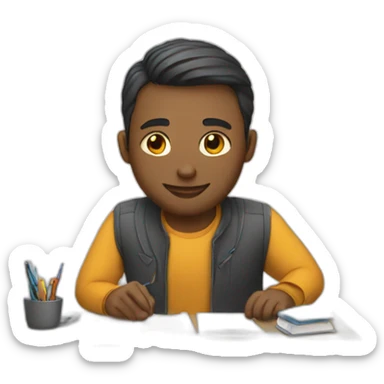 A guy working on his desk sticker