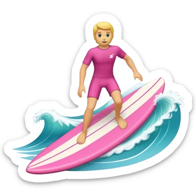 only a pink surfboard on a wave emoji sticker