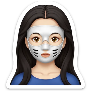 lady is relaxing with a facemask sticker