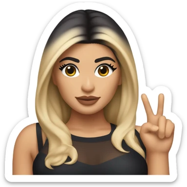 Emoji of Kylie Jenner with blonde hair in a black mini dress with bra, confidently pointing forward with a stylish, influencer vibe pointing forward sticker