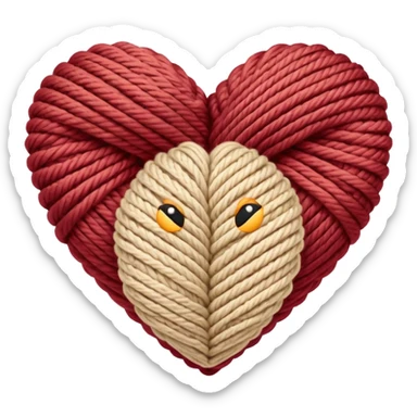 Knitted beige yarn heart sticker