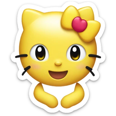 Hello kitty as a yellow emoji smiling  sticker