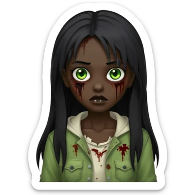 garota zumbi pele negra cabelo longo e liso preto sticker