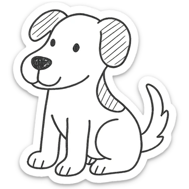 brown and white cartoon dog hand drawn outlined icon sticker