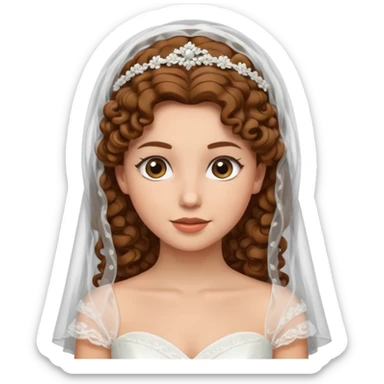 A bride with a curly brown hair and veil sticker