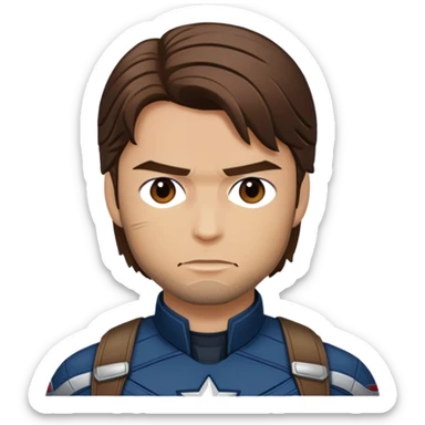 bucky barnes portrait marvel, brown hair from captain america: civil war sticker