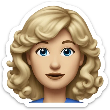 Medium length Dirty blonde voluminous hair with bangs and sides swept away from face woman of 60 with blue eyes  sticker