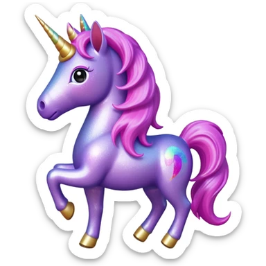 purple gliter  unicorn toy facing camera sticker