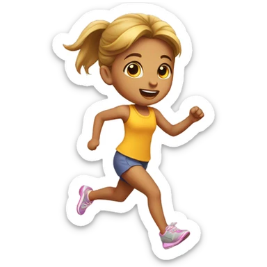 runing little girl sticker