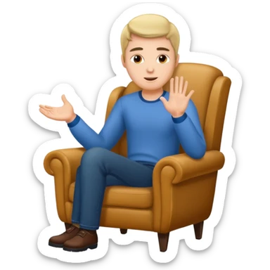 Guy in a chair asking sticker