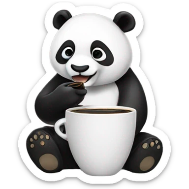 Panda drinking coffee sticker