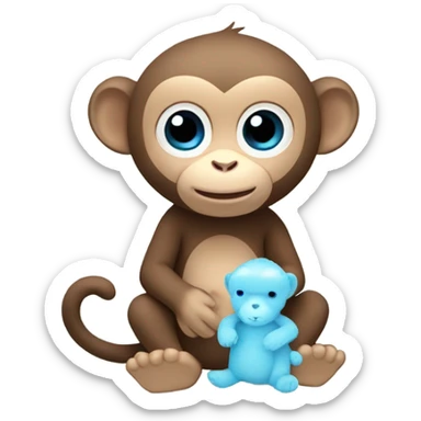 Light brown body, light blue eyes, baby monkey, jellycat stuffed animal sticker