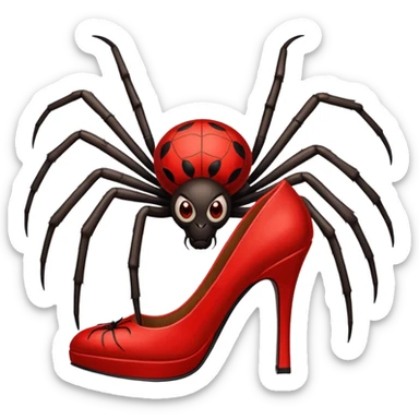 Spider with red high heels on a sticker
