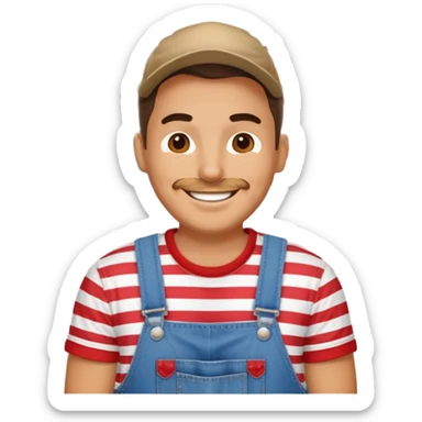 redneck guy with an american flag shirt and overalls. sticker