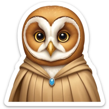 barn owl in beige cloak sticker