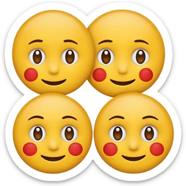 two emojis overlapping not smiling- no red cheeks- overlap by 50%  sticker