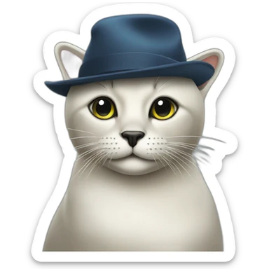 A seal with a cat hat sticker