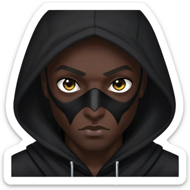 A hooded assassin in black, only his piercing eyes visible sticker
