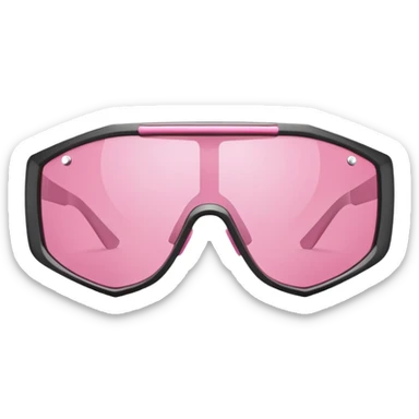 futuristic pink shield sunglasses with thick carbon fiber frame, athletic style sticker