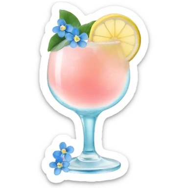 pink lemon large cocktail with blue small flowers  sticker