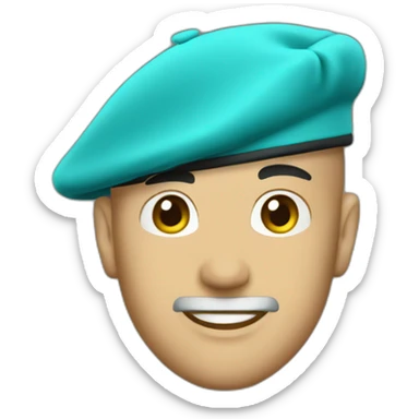 cyan beret bald sticker