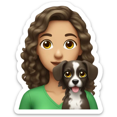 Brunette girl with wavy hair with green cheek conure sticker