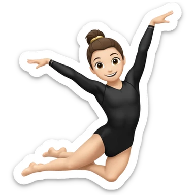"A gymnast in black outfit with a smile and a look of surprise (normal skin) sticker