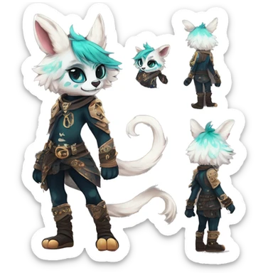 Cool cute Kawaii edgy fantasy shiny animal  fursona Fionbri vernid by griffsnuff & LiLaiRa & Falvie full body sticker