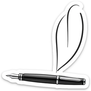 fountain pen drawing a smooth curved line, representing logo design sticker