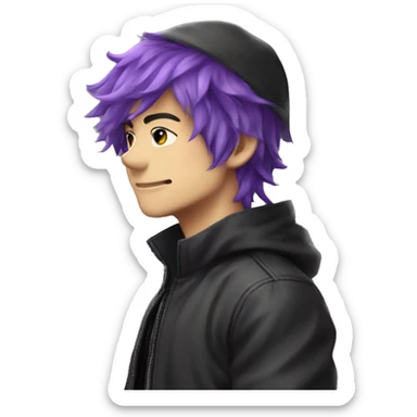gojou satoru in black jacket Christmas hat and make his hair kinda purple fade sticker
