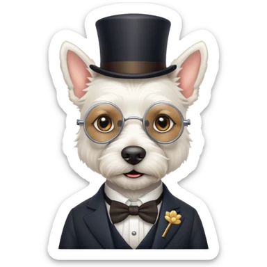 white terrier gentleman sticker