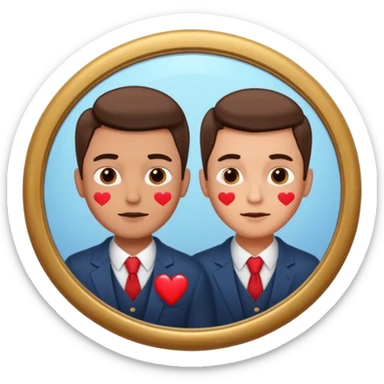 Narcissist fully dressed man with hearts instead of eyes looking in a mirror and admiring his reflection  sticker