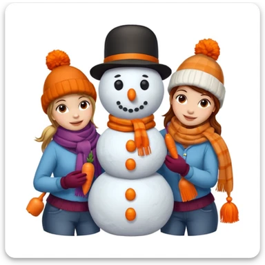 people making a snowman sticker