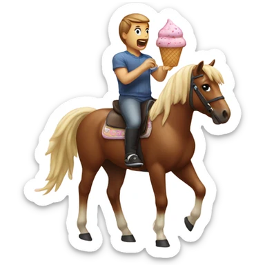 Icecream riding a pony sticker