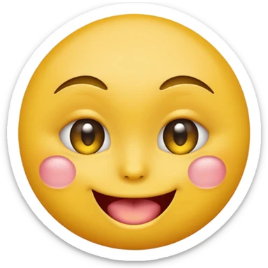 Round yellow emoji face with sexy eyes biting its index in a slightly erotic way sticker