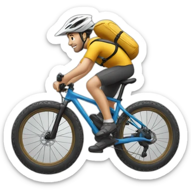 Un homme qui porte son VTT DH sticker