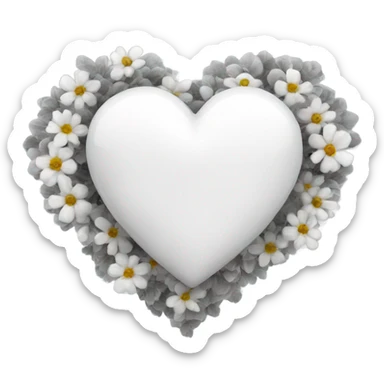 A white glossy heart with nice grey flowers around it sticker